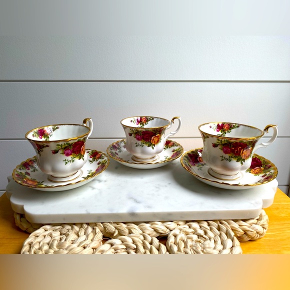 Royal Albert Other - Set Of 3 Royal Albert Old Country Roses Fine Bone China Tea Cups with Saucers